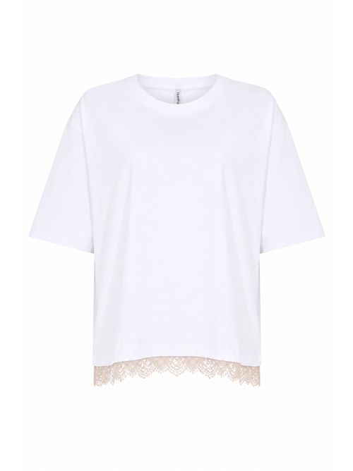 T-shirt Dalai in cotone con pizzo Bianco Liviana Conti | L6SW70A01-0
